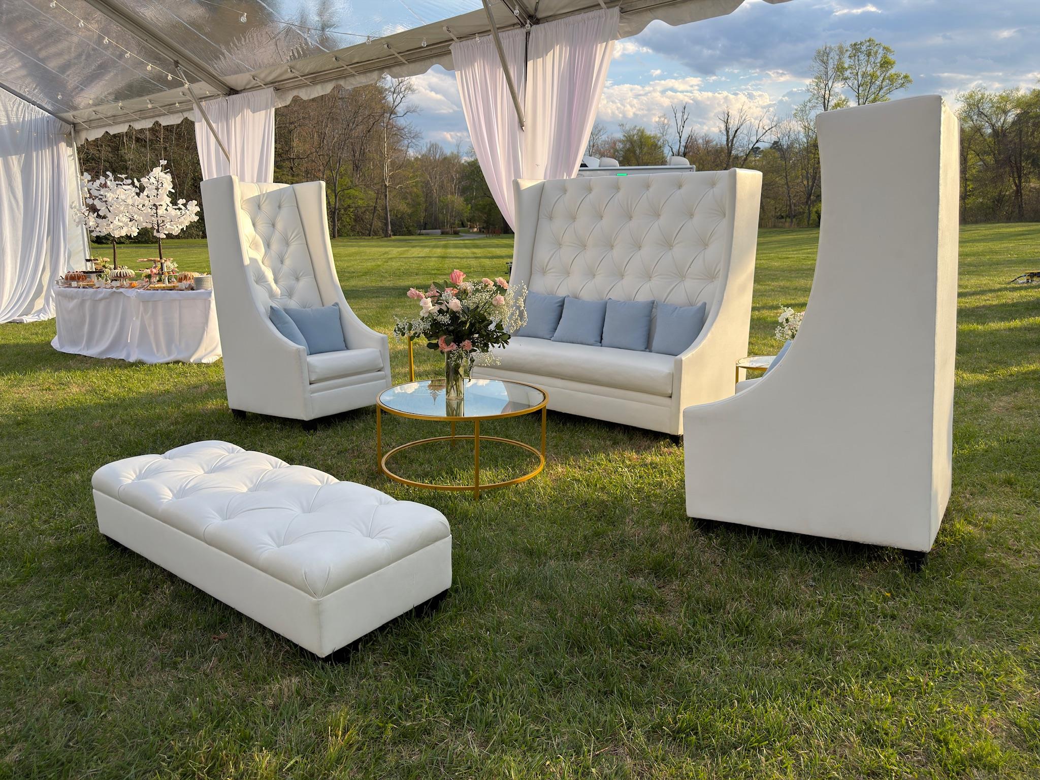 Where to rent CHAIR HIGH BACK WHITE in Mt. Airy NC