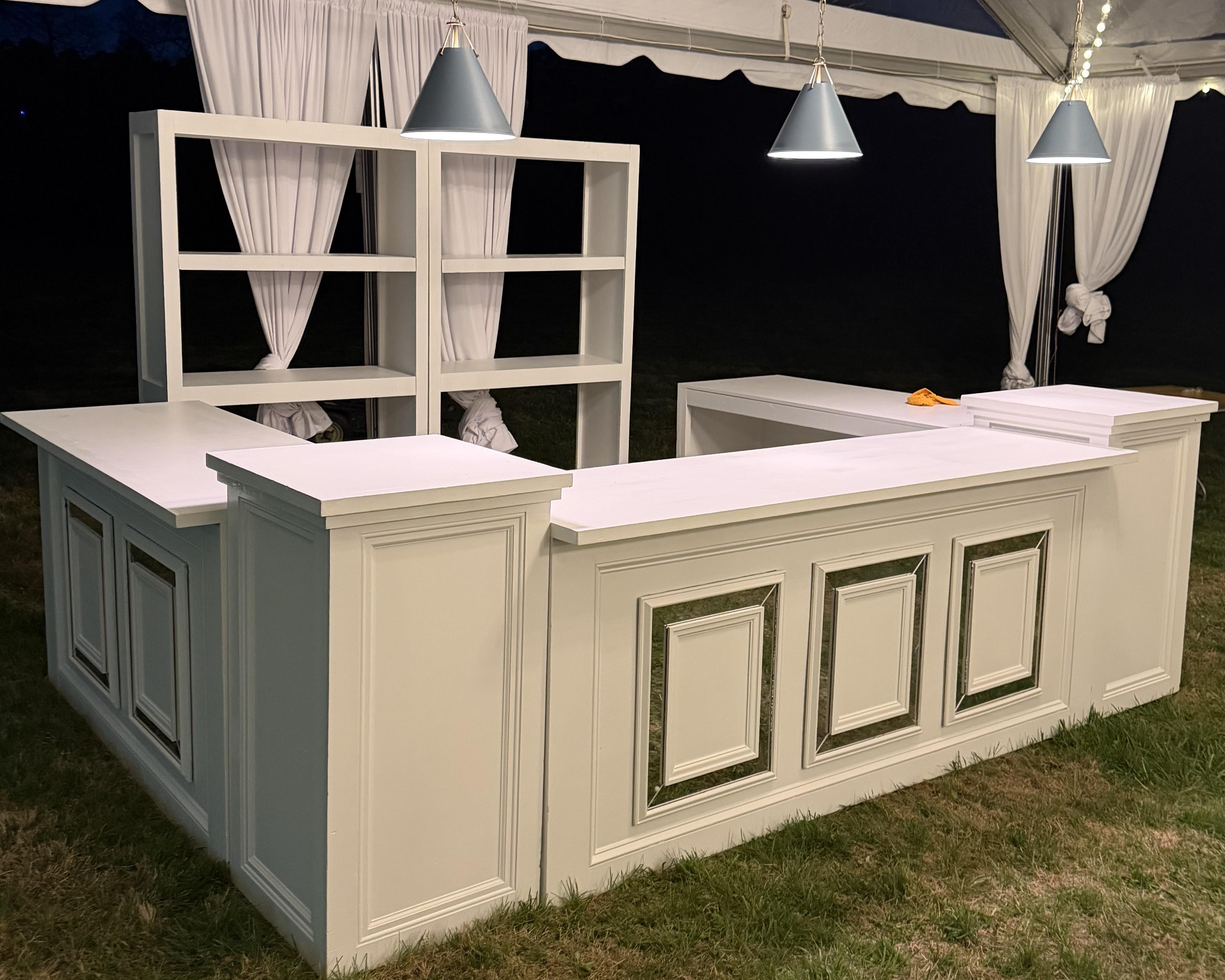 Where to rent BAR BACK SHELF-WHITE 4 X8 in Mt. Airy NC